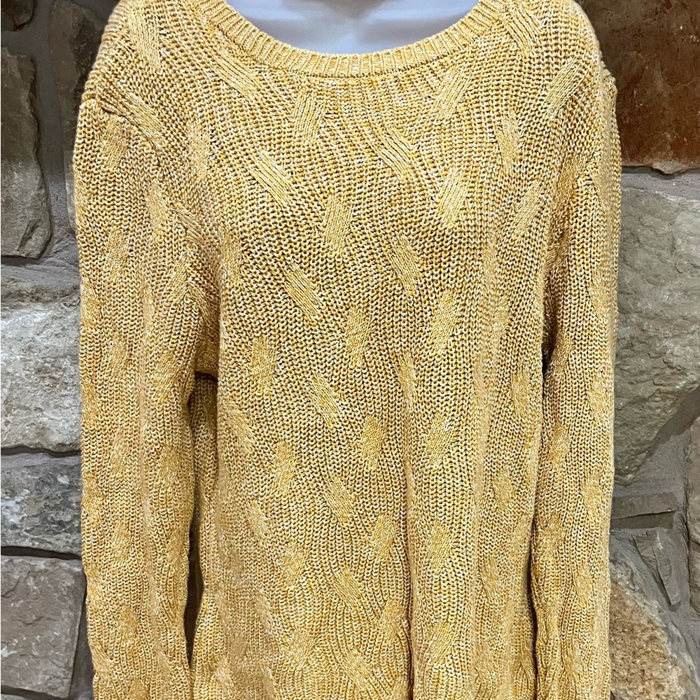 Goldenrod Harvest Yellow Sweater by Appleseed Women Medium Pullover 100% Cotton
